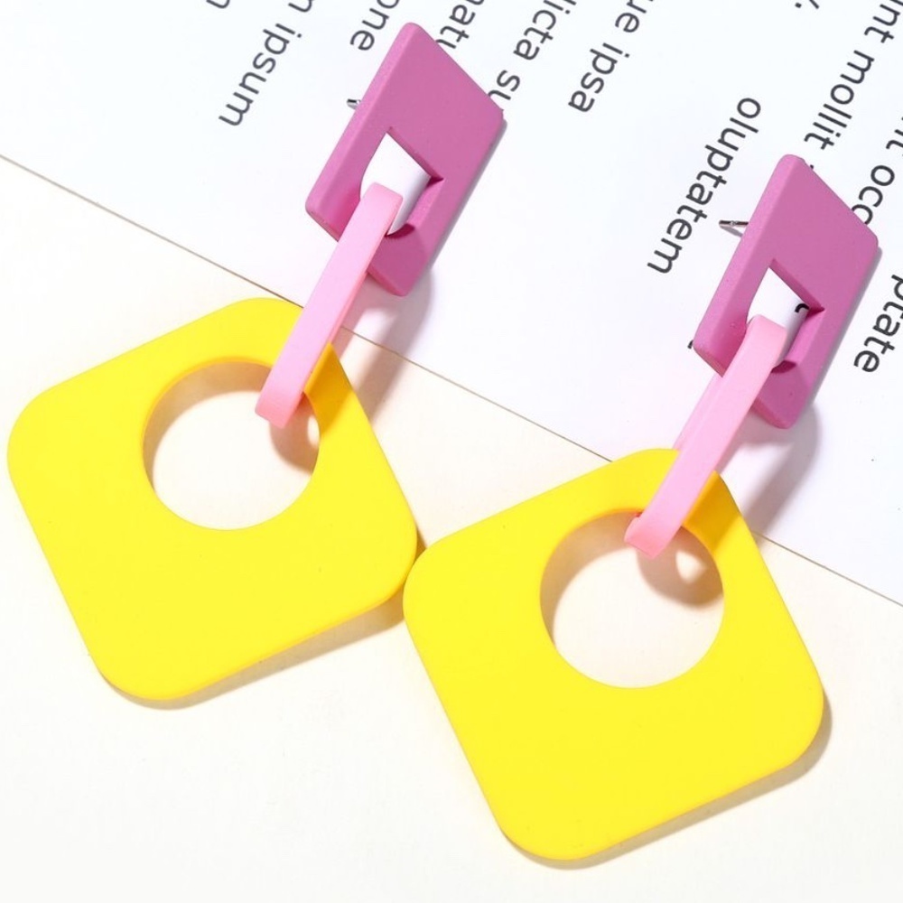 *AFTON* Yellow x Pink Fashion Geometric Earrings